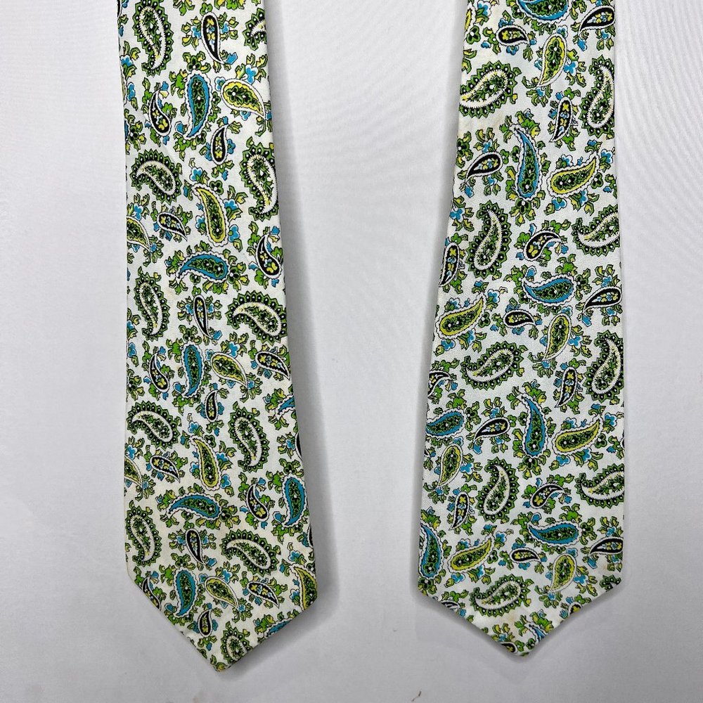 (Pair) RGS Originals Men’s Boy’s Neckties 4” Green & Blue Paisley Matching